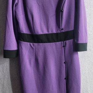 New York & Company Purple Dress with Black Trim